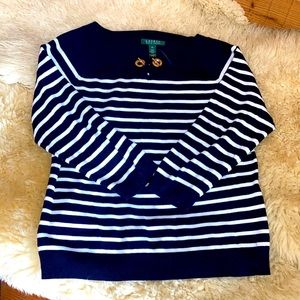 Lauren (Ralph Lauren) navy and white striped light sweater size XL